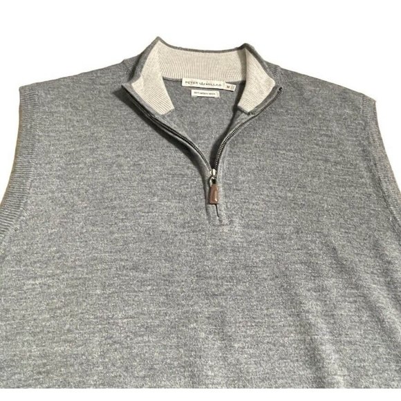 NWOT Peter Millar 100% Merino Wool 1/4 Zip Pullover Vest Gray Medium Men - Picture 2 of 7